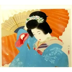 絵画 伊東深水 吹雪