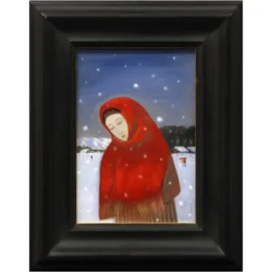 絵画 斎藤真一 紅いショールの女