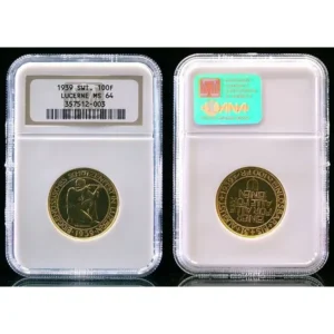 1939年スイスルツェルン射撃祭記念100フラン金貨