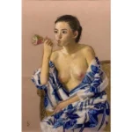 絵画 高塚省吾 ビードロを吹く女