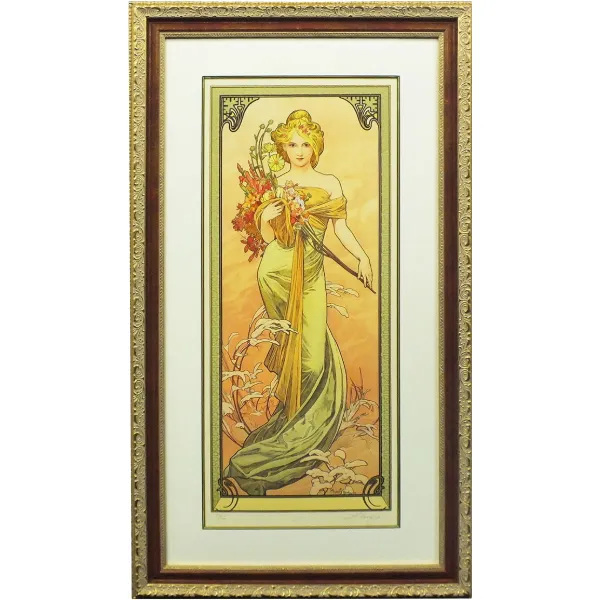 絵画 アルフォンス・ミュシャ 春 連作「四季」より 」の参考買取価格 
