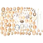 カメオアクセサリー おまとめ シェル 陶器 ルース ペンダントブローチ リングなど 約500g B-A91878