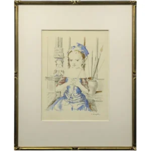絵画 藤田嗣治 JEUNE FILLE AU PINCEAU