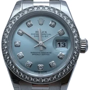 ロレックス デイトジャスト PT ブルー 179136G