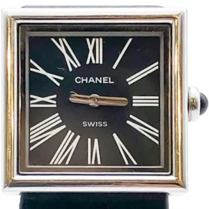 シャネル マドモアゼル H0875 SS/レザー 電池式 ブラック