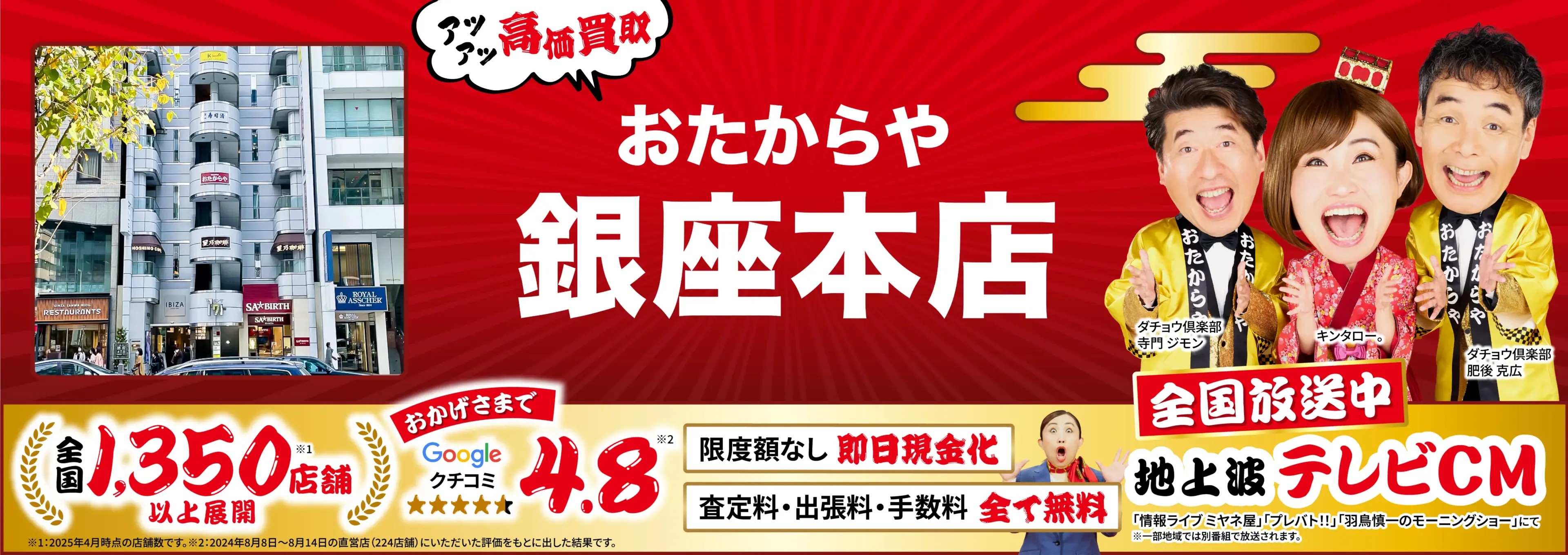 高価買取！googleクチコミ4.8、全国1,300店舗以上！