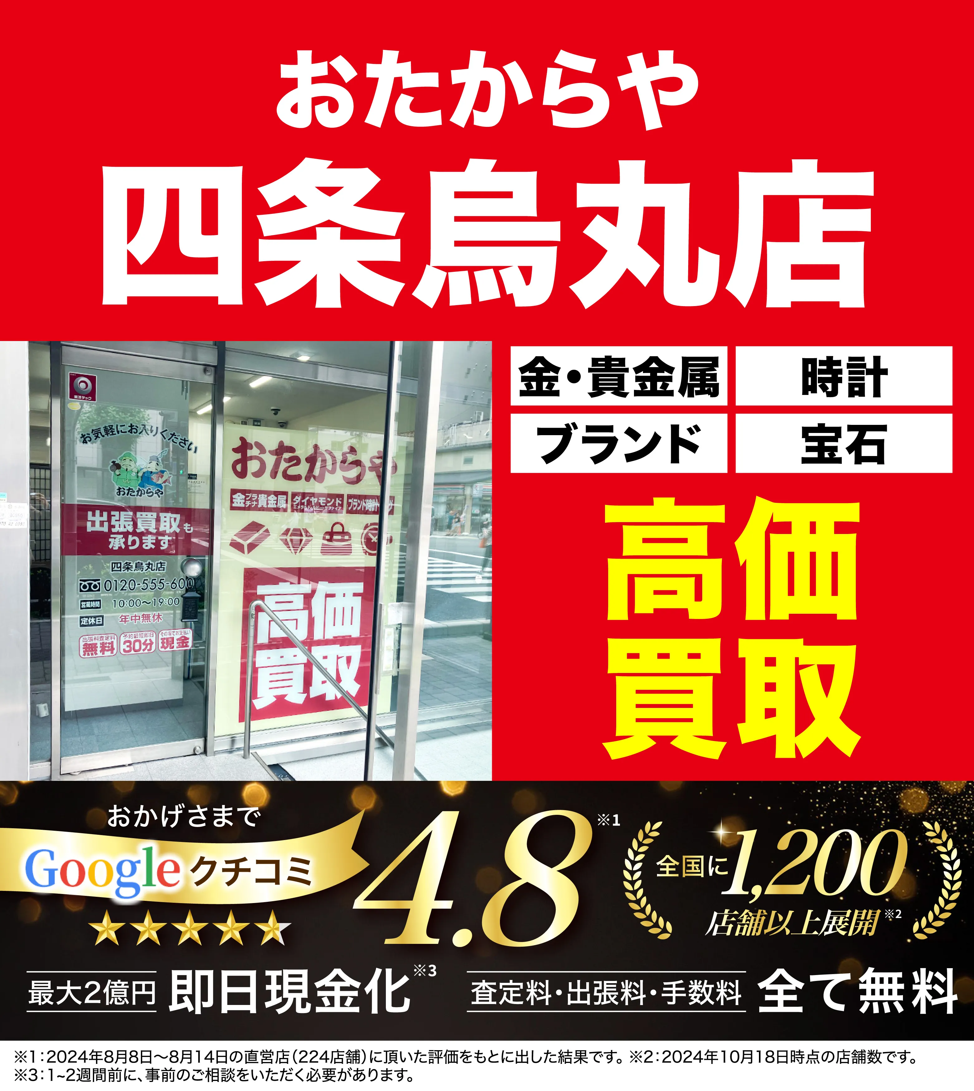 高価買取！googleクチコミ4.8、全国1,300店舗以上！