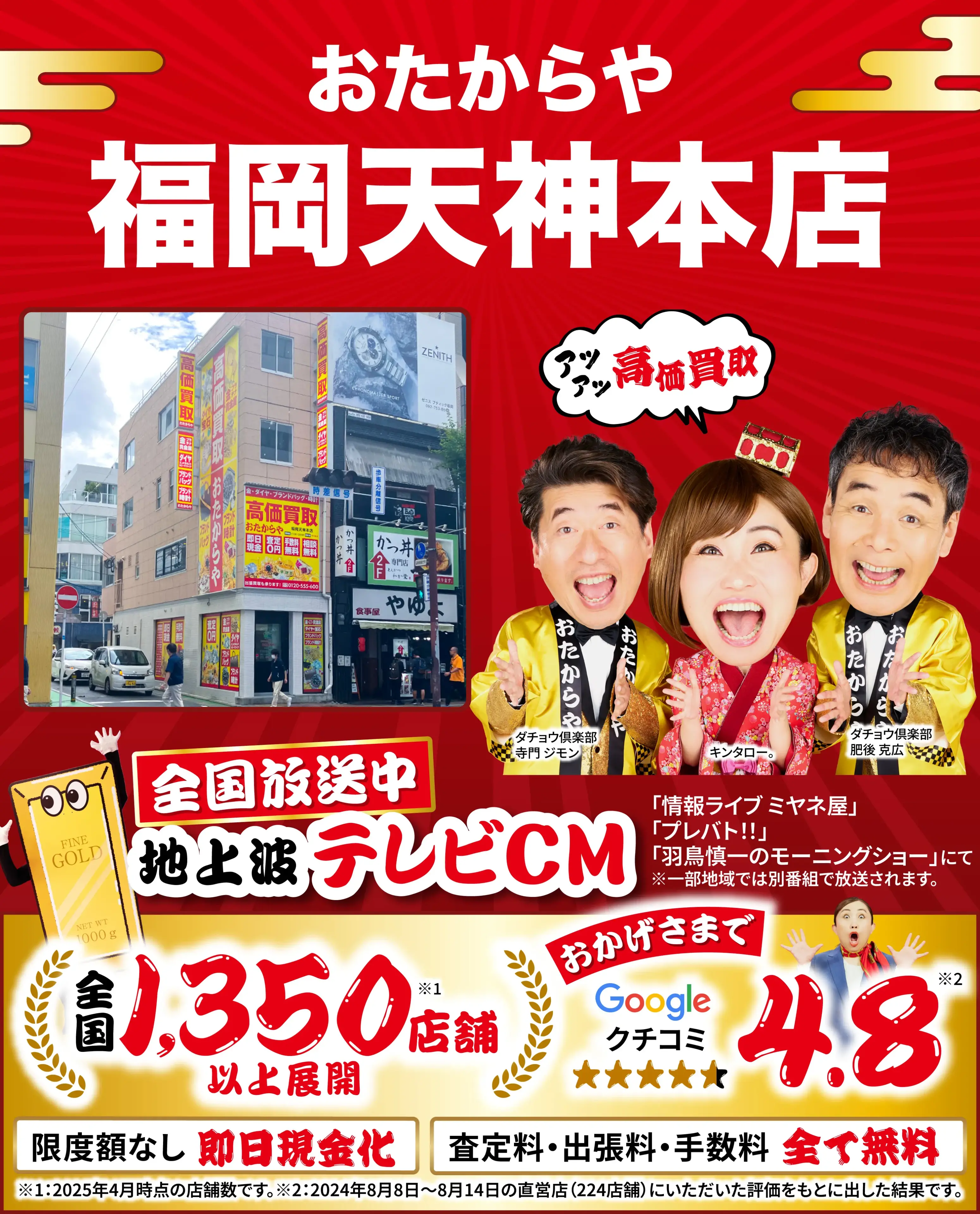 高価買取！googleクチコミ4.8、全国1,300店舗以上！