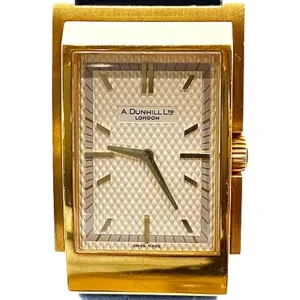 ダンヒル レクタンギュラー 8038 K18YG/レザー シルバー