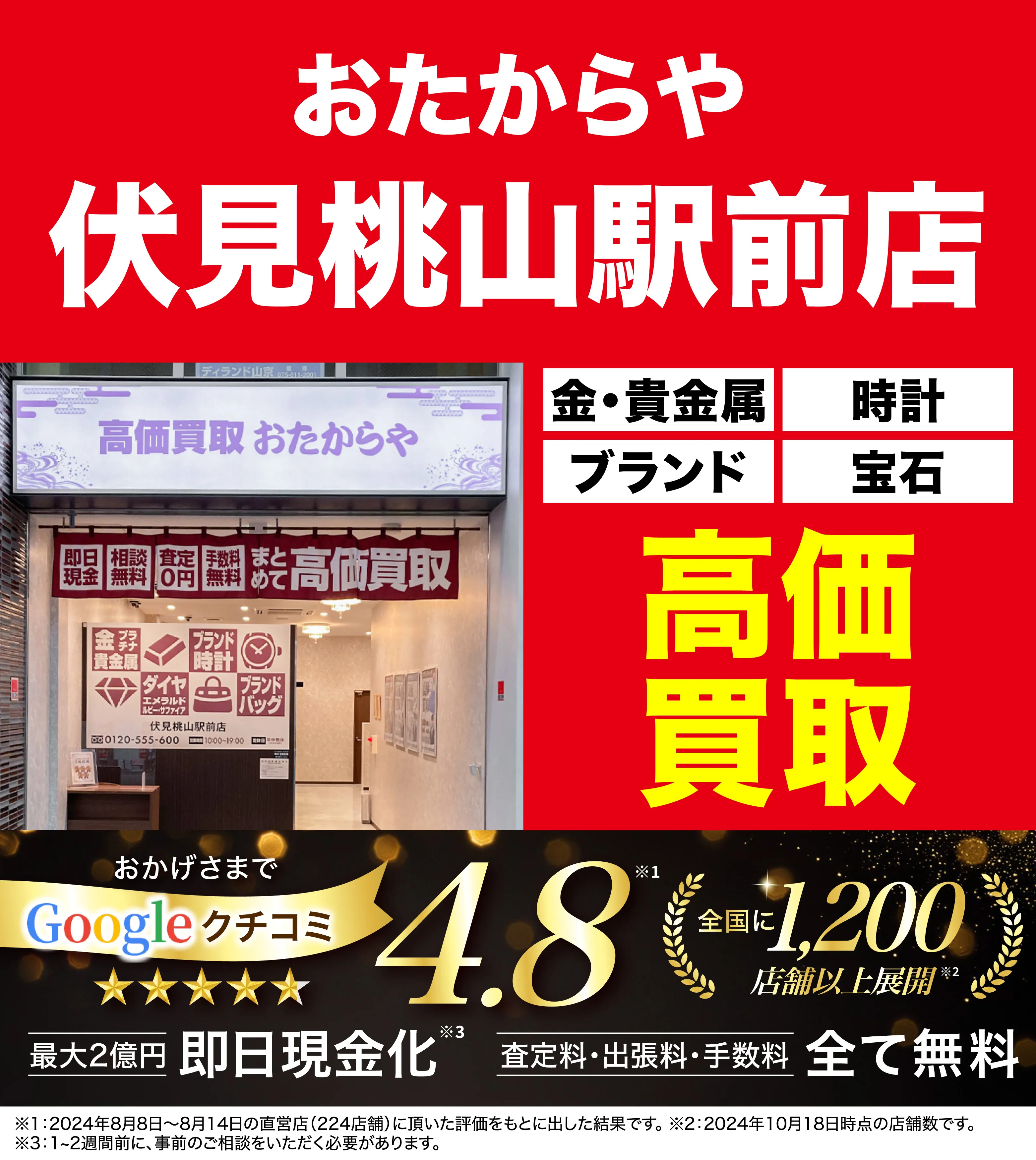 高価買取！googleクチコミ4.8、全国1,300店舗以上！