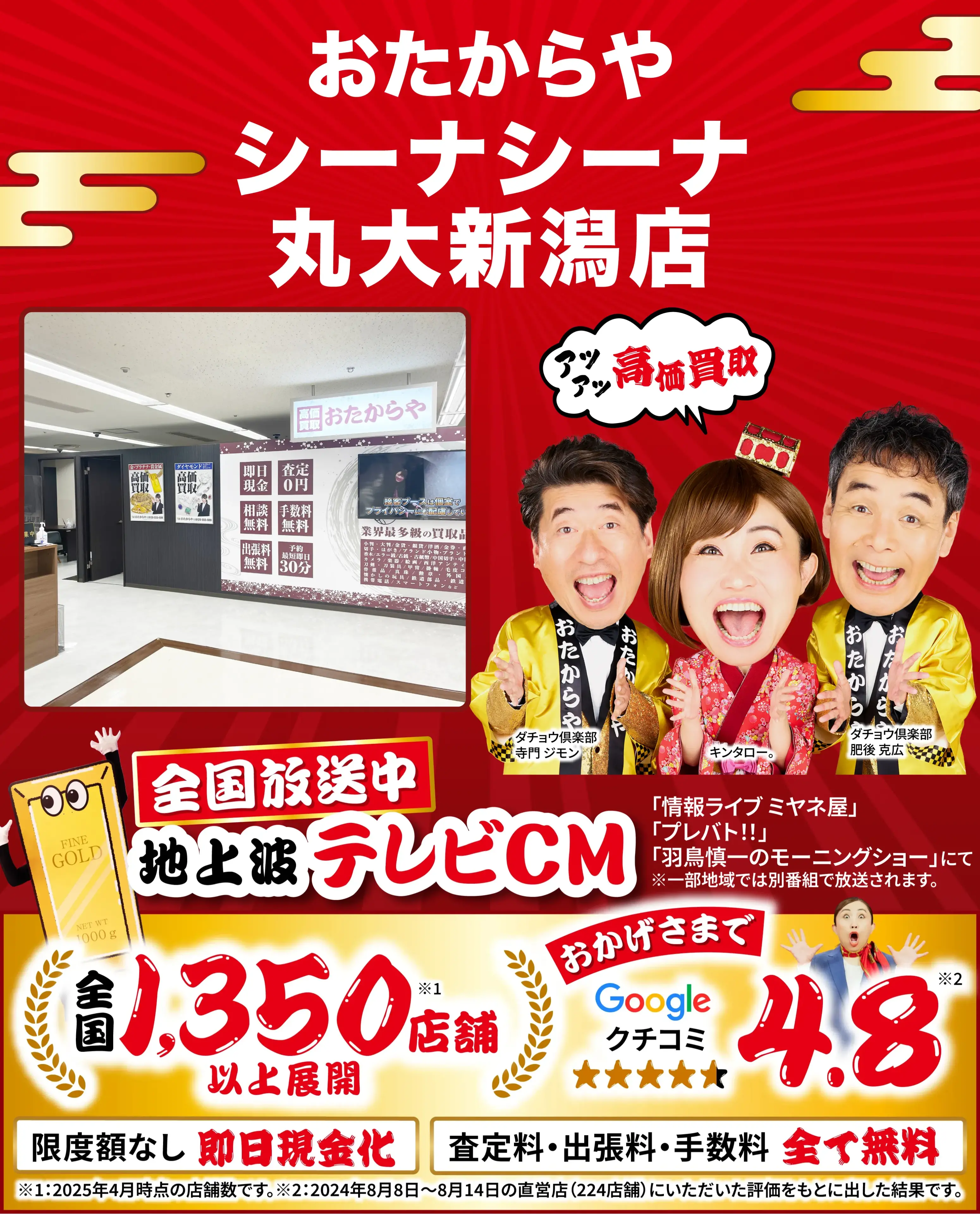 高価買取！googleクチコミ4.8、全国1,300店舗以上！