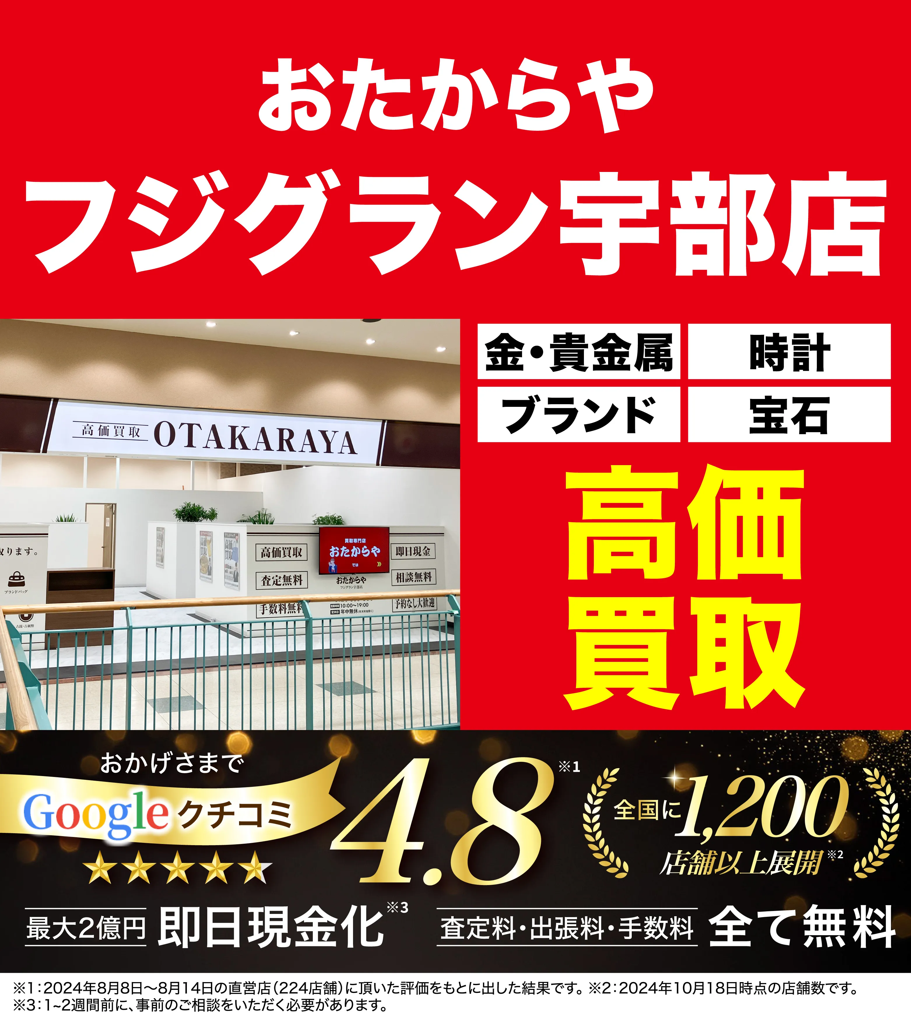 高価買取！googleクチコミ4.8、全国1,300店舗以上！