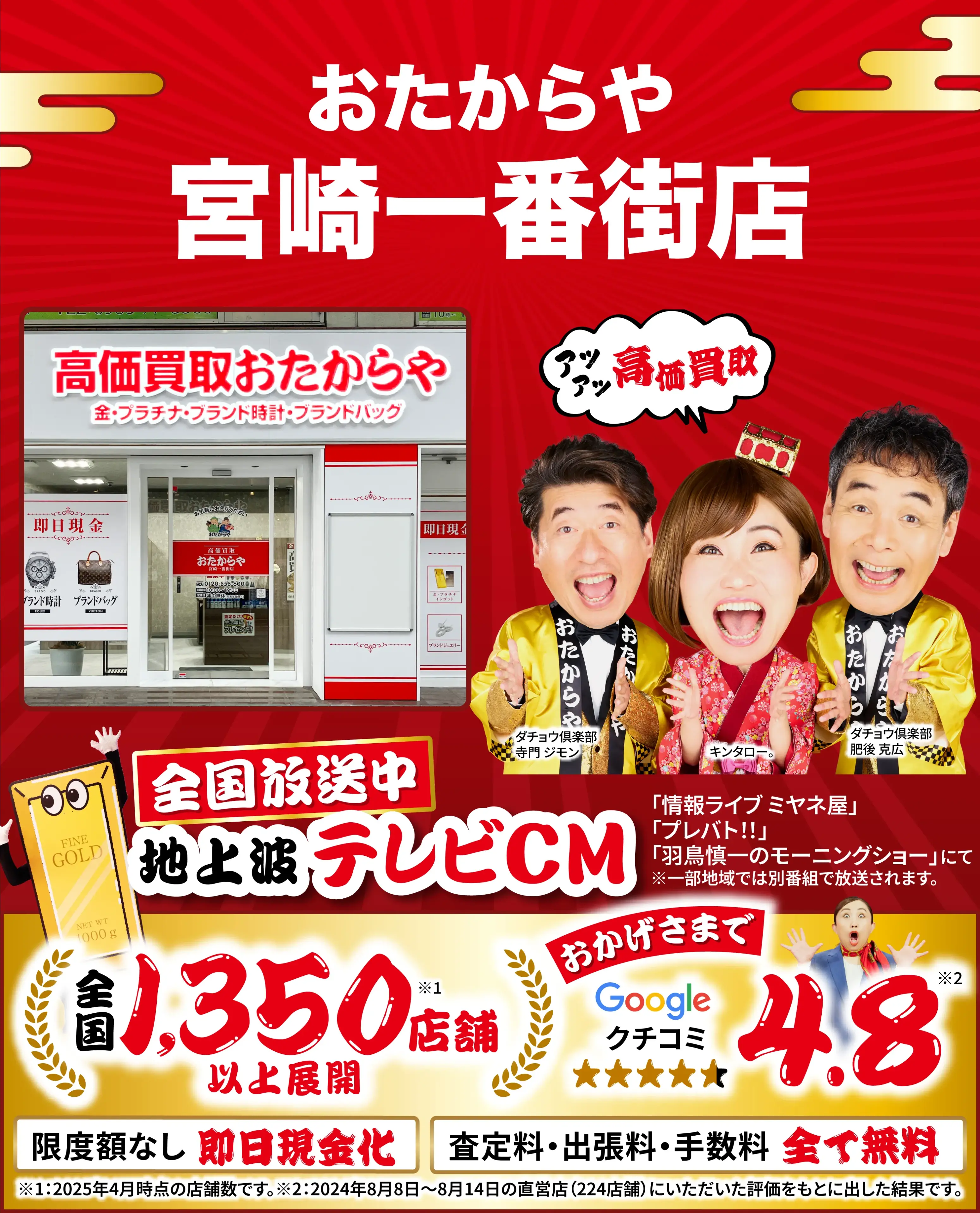 高価買取！googleクチコミ4.8、全国1,300店舗以上！