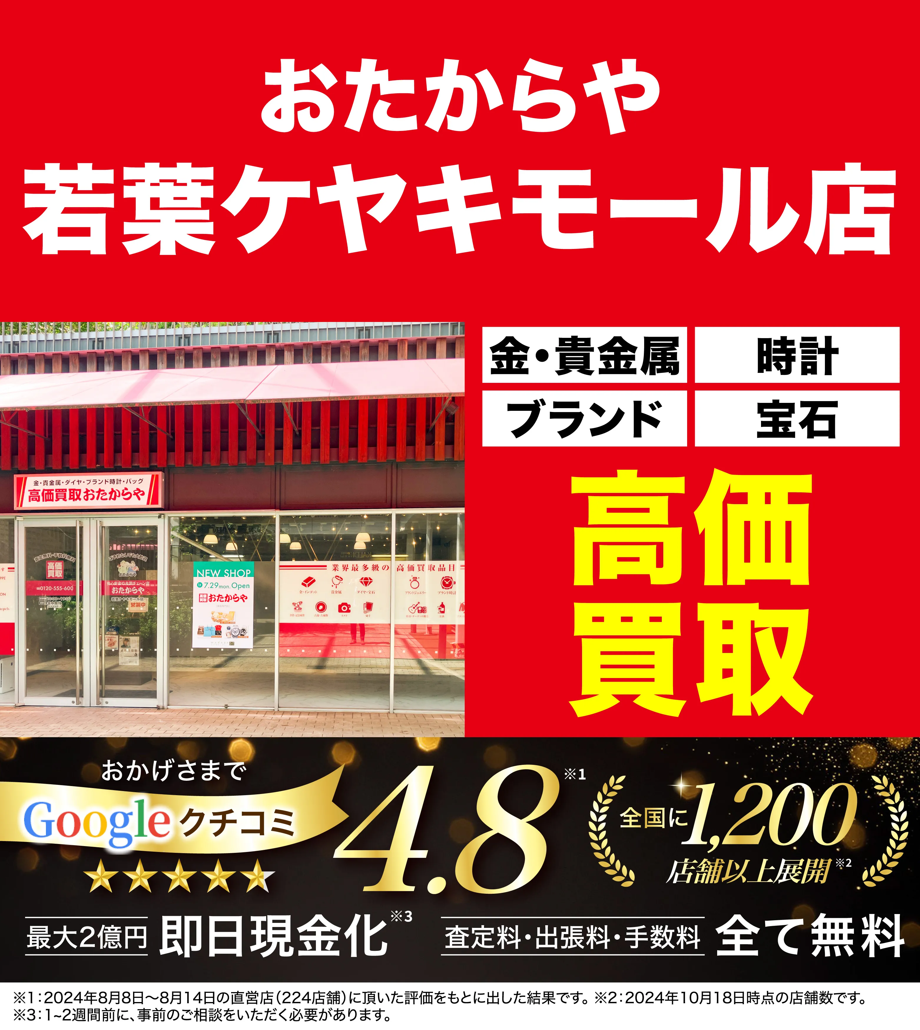 高価買取！googleクチコミ4.8、全国1,300店舗以上！