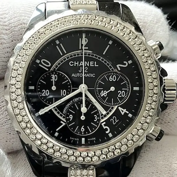 シャネル　J12　クロノグラフ　ベゼル　ブレスセンターダイヤ　H1706