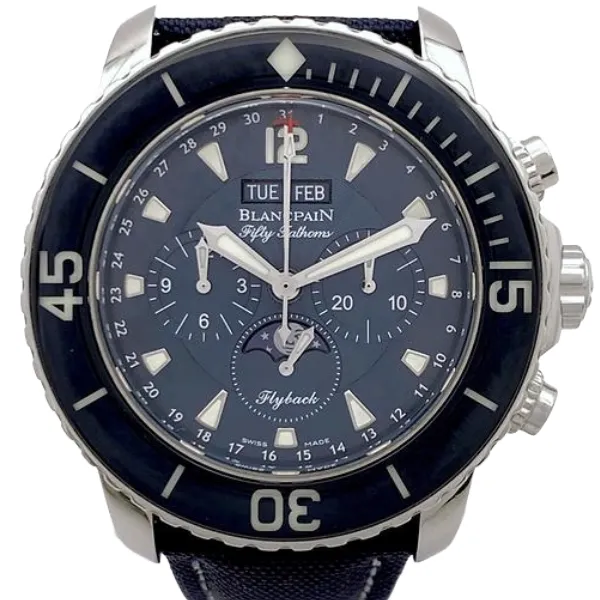 ブランパン フィフティ ファゾムス コンプリートカレンダー ムーンフェイズ フライバック クロノグラフ 5066F-1140-52B