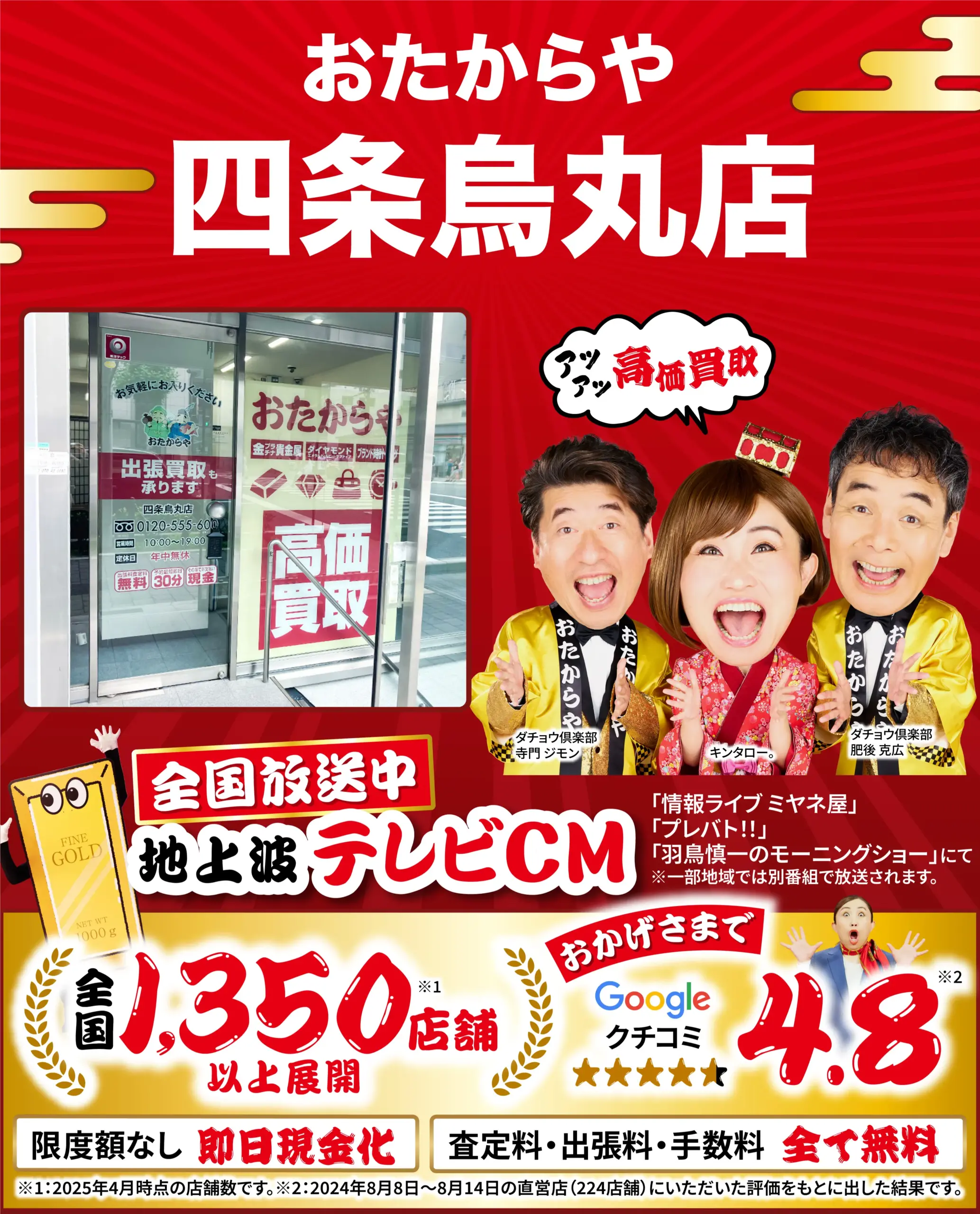 高価買取！googleクチコミ4.8、全国1,200店舗以上！