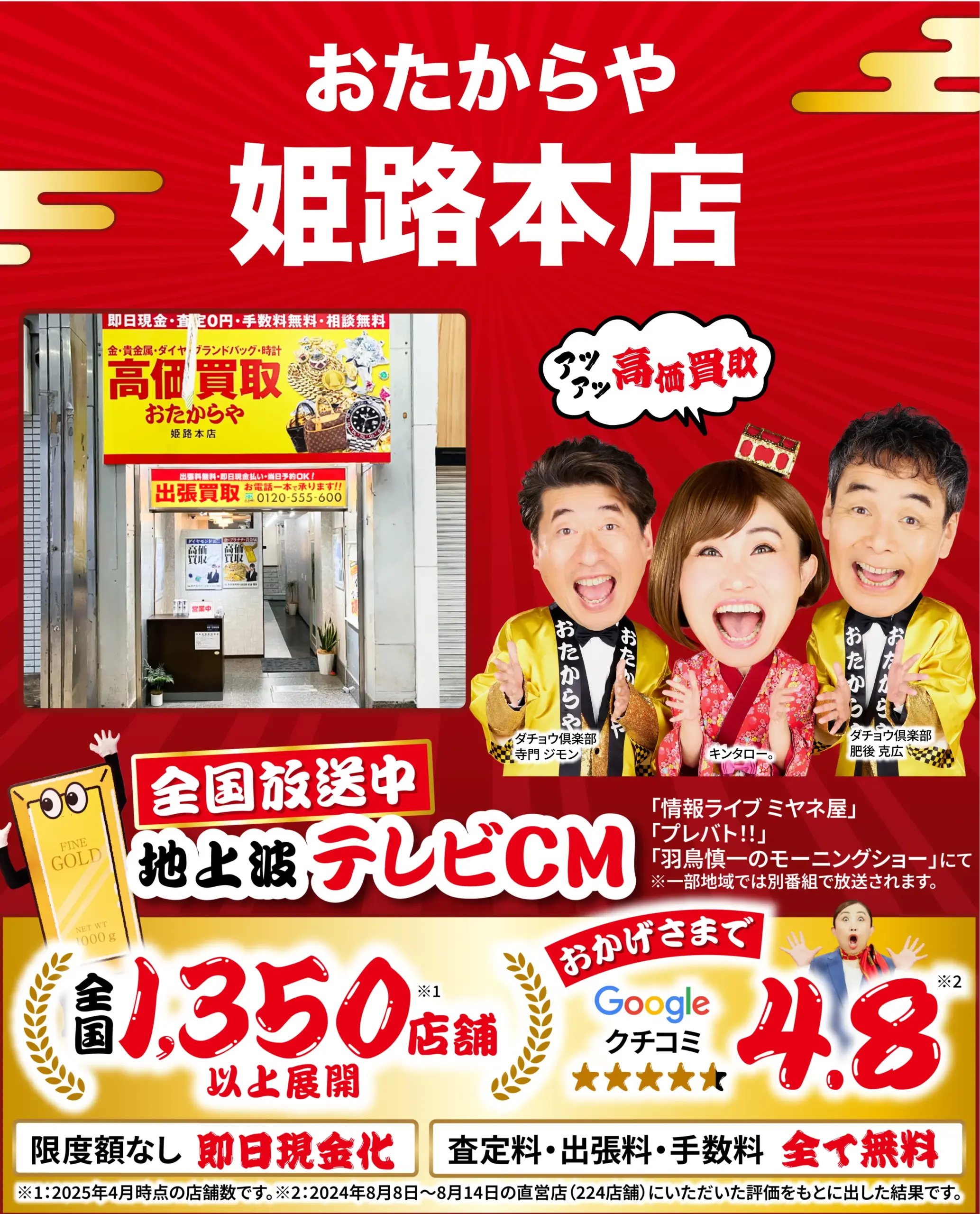 高価買取！googleクチコミ4.8、全国1,200店舗以上！