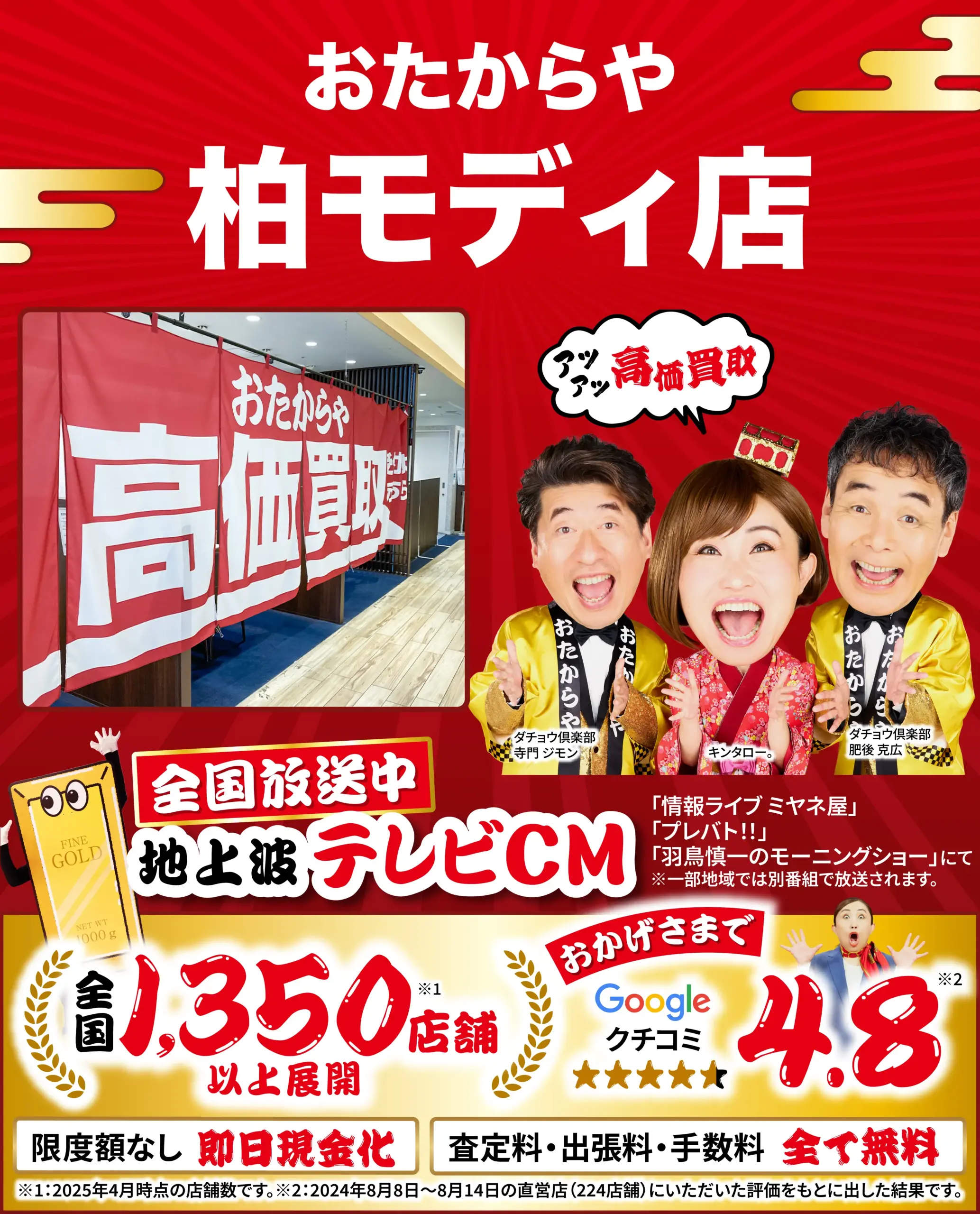 高価買取！googleクチコミ4.8、全国1,200店舗以上！