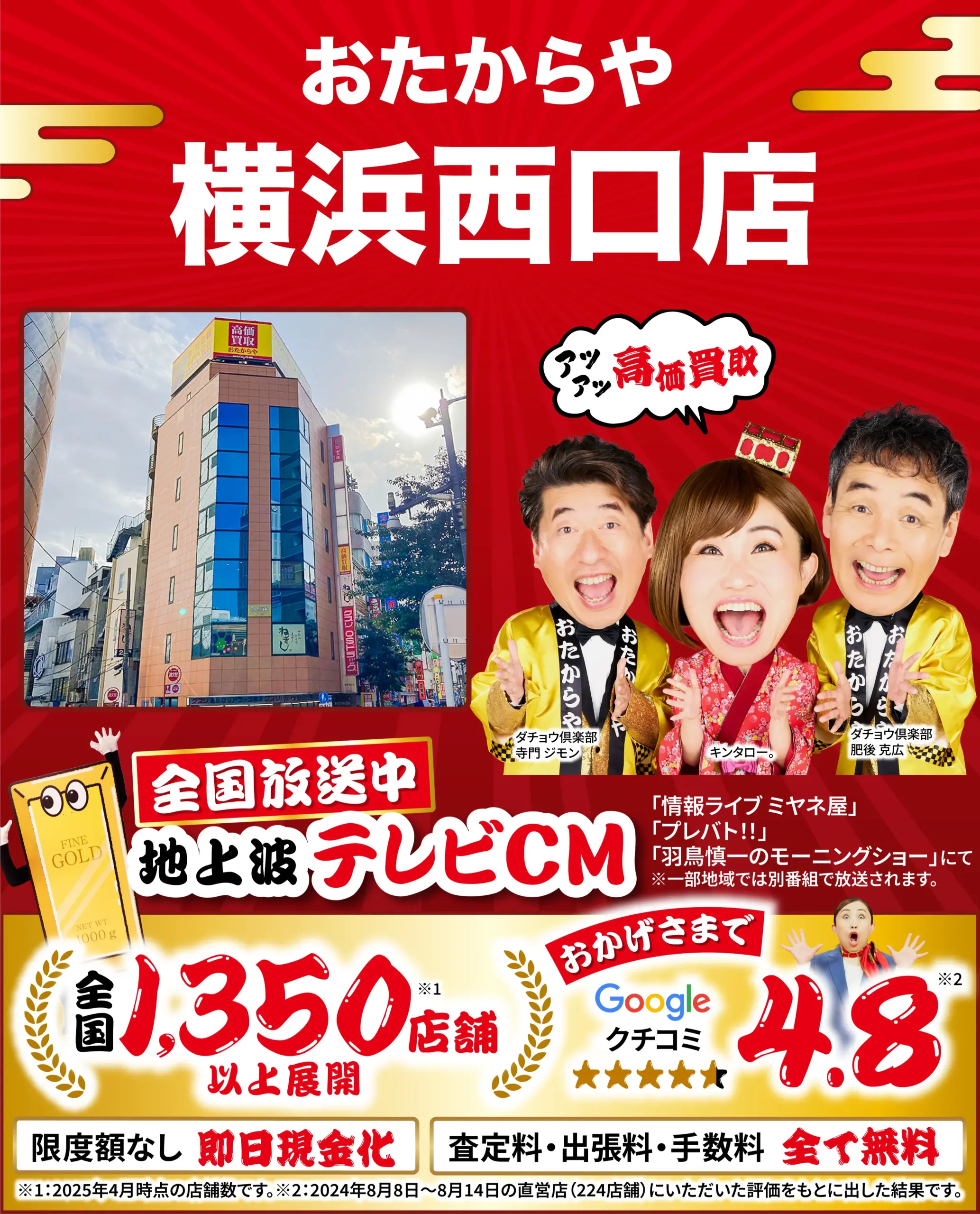 高価買取！googleクチコミ4.8、全国1,200店舗以上！