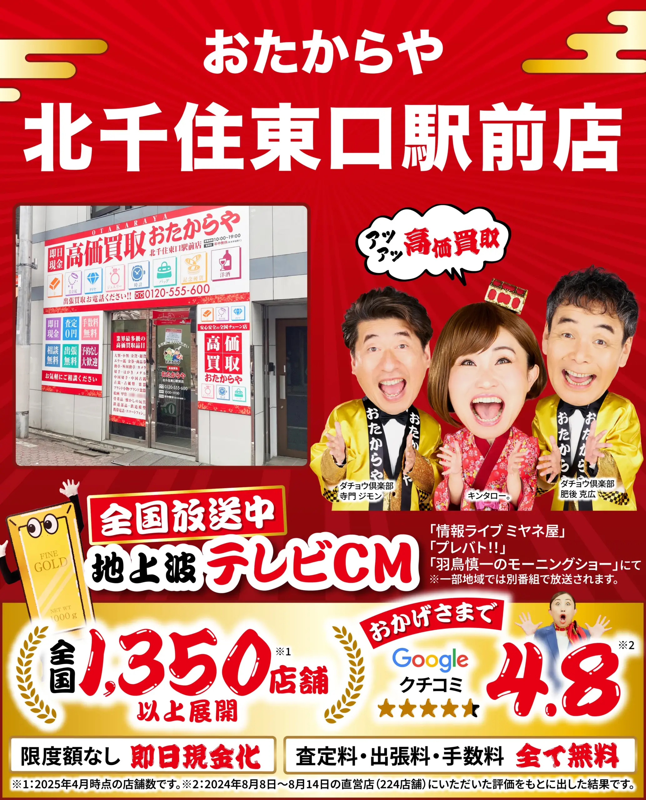 高価買取！googleクチコミ4.8、全国1,200店舗以上！
