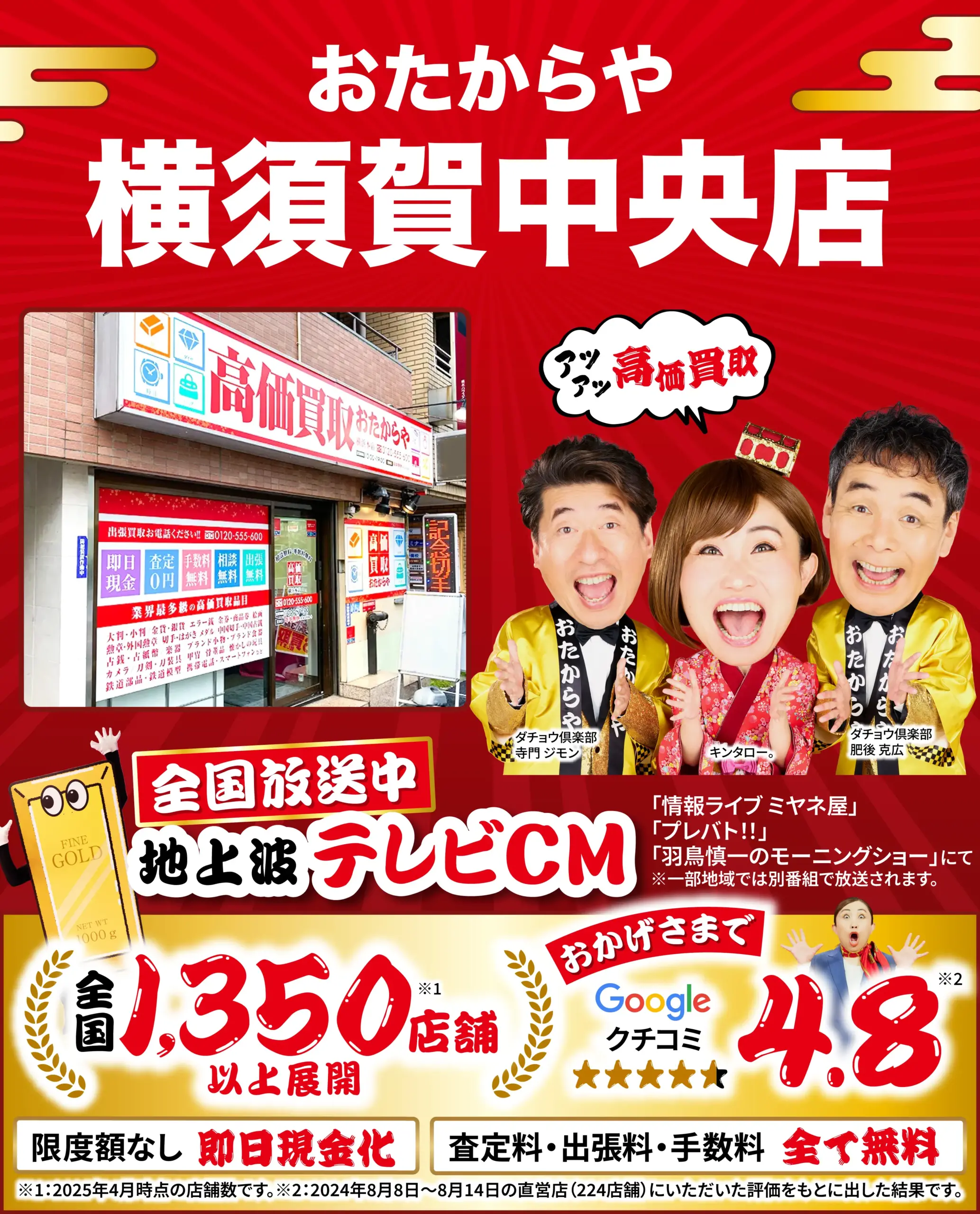 高価買取！googleクチコミ4.8、全国1,200店舗以上！