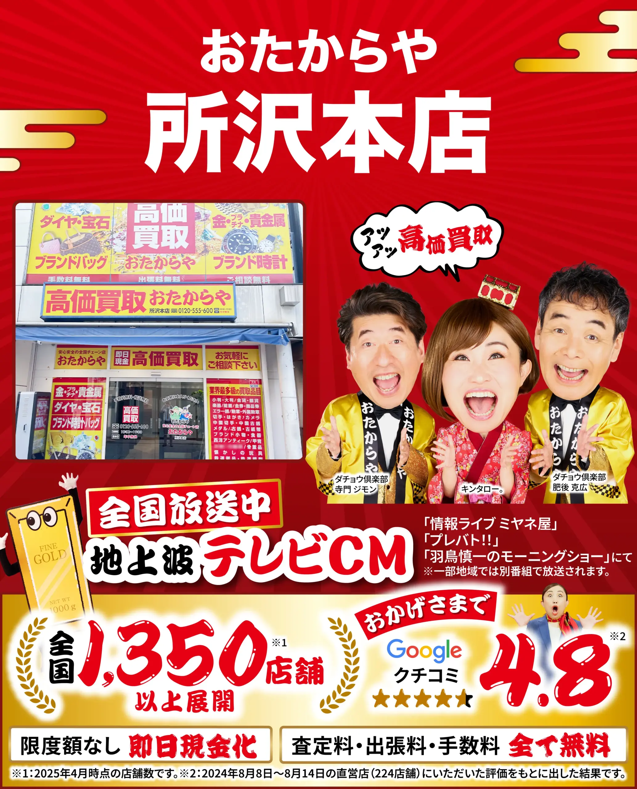 高価買取！googleクチコミ4.8、全国1,200店舗以上！