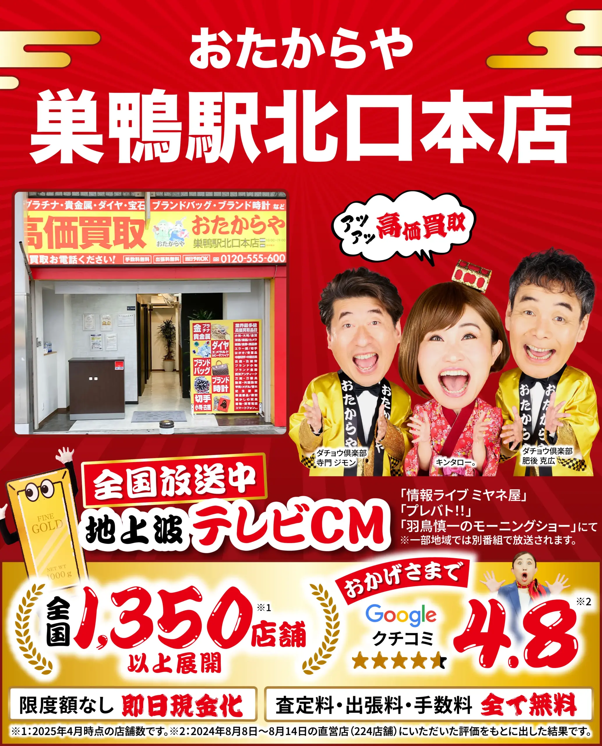 高価買取！googleクチコミ4.8、全国1,200店舗以上！