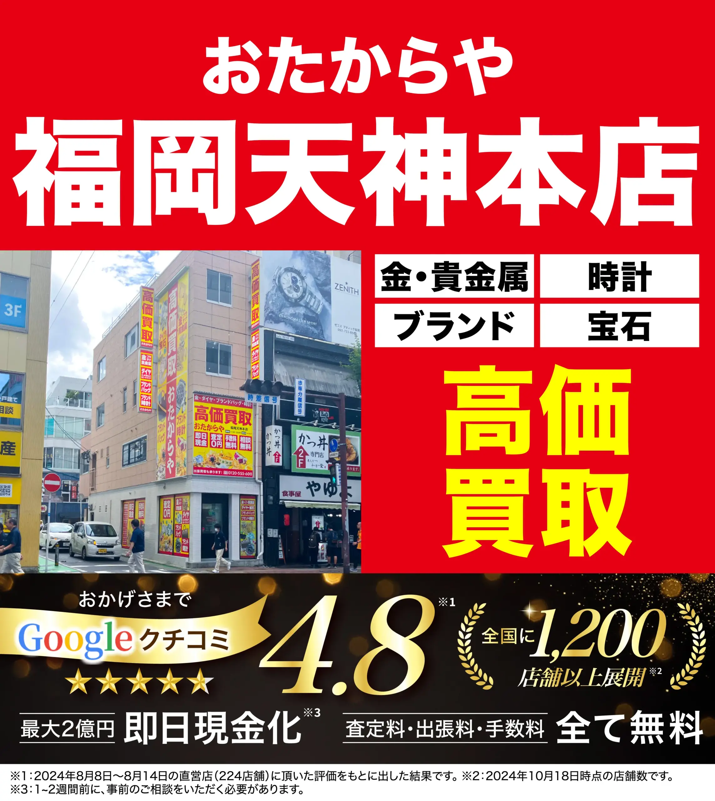 高価買取！googleクチコミ4.8、全国1,200店舗以上！