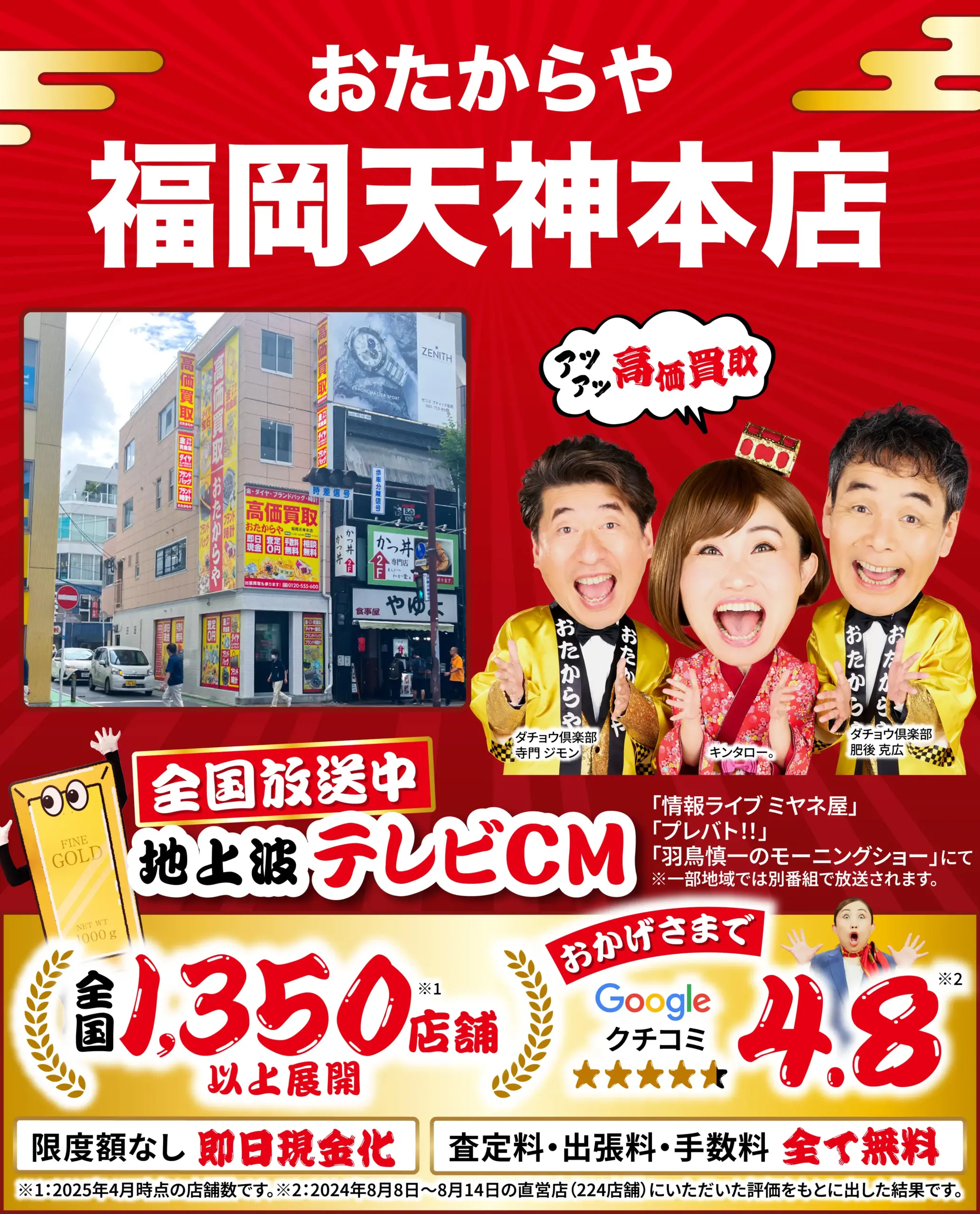 高価買取！googleクチコミ4.8、全国1,200店舗以上！
