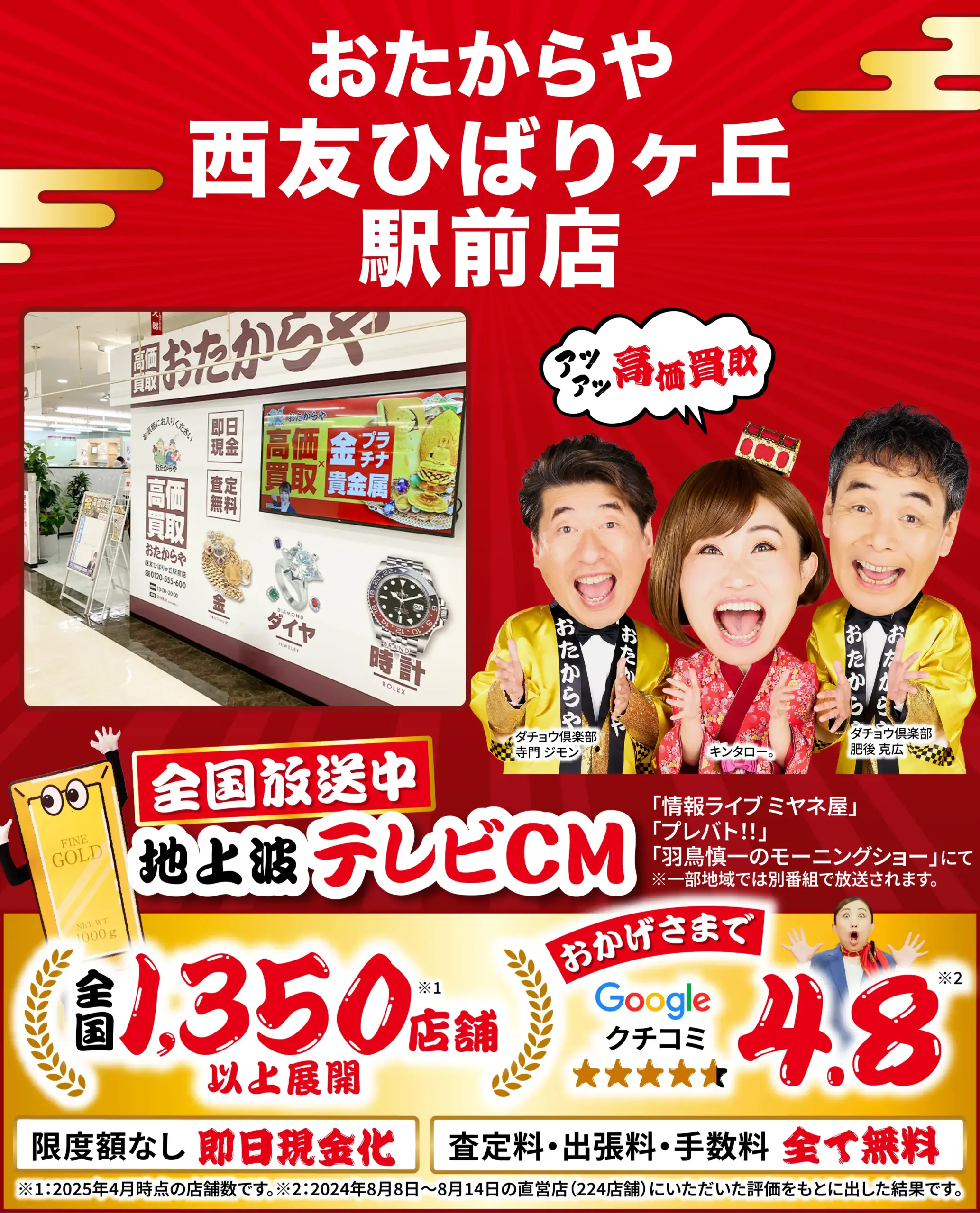 高価買取！googleクチコミ4.8、全国1,200店舗以上！