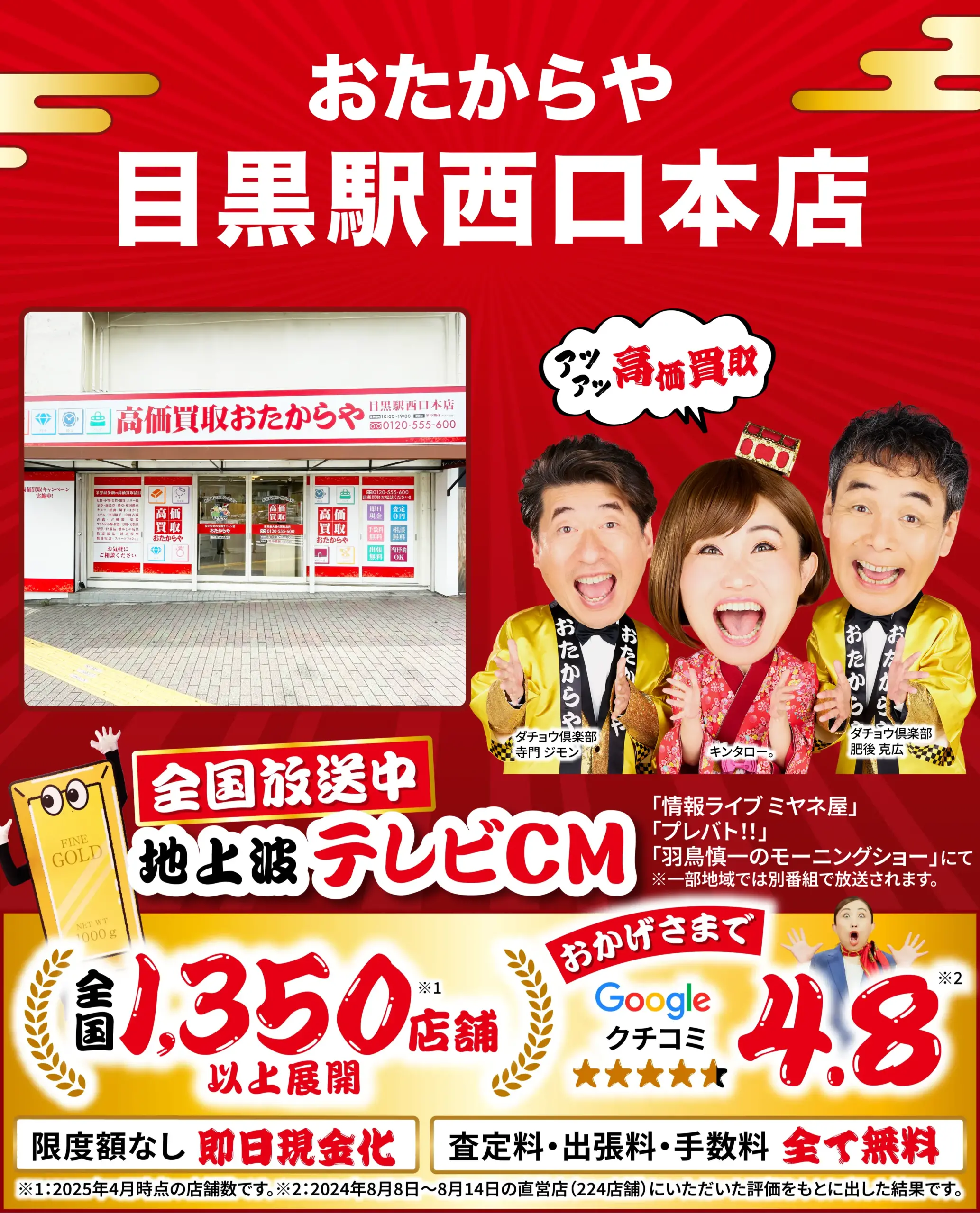 高価買取！googleクチコミ4.8、全国1,200店舗以上！