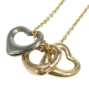 ティファニー オープンハート ３連ネックレス K18 シルバー