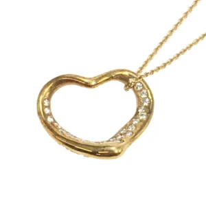 ティファニー オープンハート ネックレス K18 ダイヤ
