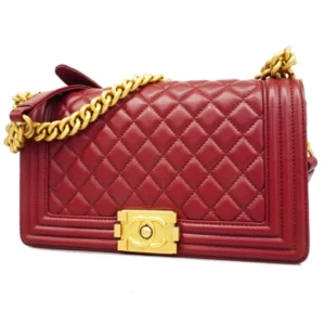 シャネル ボーイシャネル ラムスキン ボルドー×ゴールド金具
