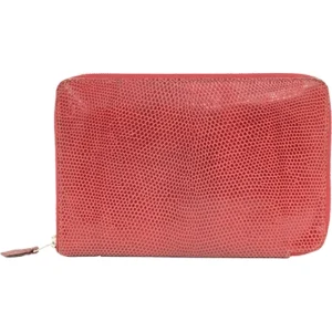 エルメス アザップ コンバイン ラウンドファスナー 長財布 リザード レッド