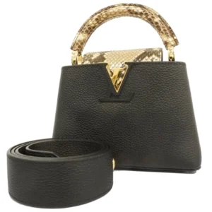 ルイ・ヴィトン カプシーヌ MINI ハンドバッグ レザー×パイソン ブラック