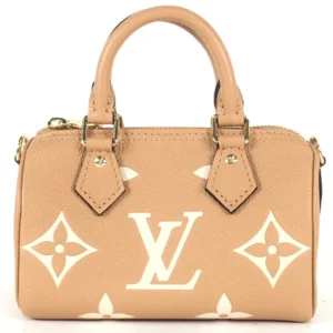 ルイ・ヴィトン モノグラム･アンプラント ナノ･スピーディ ハンドバッグ レザー ベージュ M81457