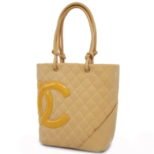 シャネル カンボンライン カーフスキン ショルダーバッグ レザー キャメル