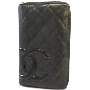 シャネル カンボンライン ココマーク レディース 財布 レザー ブラック