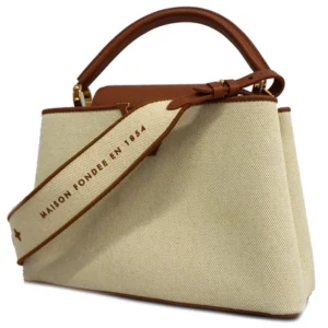 ルイ・ヴィトン カプシーヌ MM ハンドバッグ キャンバス ベージュ×ブラウン M59969