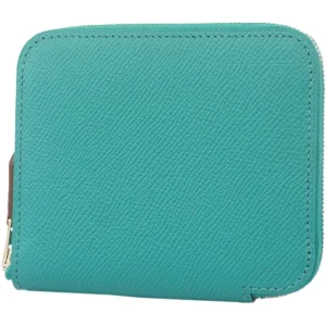 エルメス アザップ コンパクト シルクイン コインケース レザー グリーン×シルバー金具 X刻印