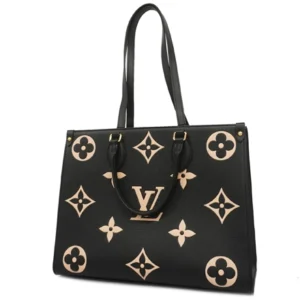 ルイ・ヴィトン モノグラム・アンプラント オンザゴー MM トートバッグ レザー ブラック M45495