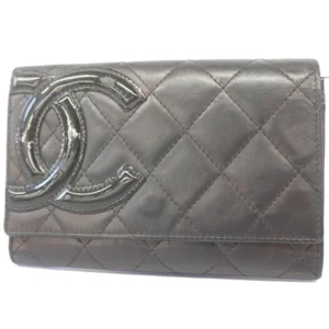 シャネル カンボンライン ココマーク 長財布 二つ折り レザー ブラック