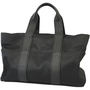 エルメス アカプルコ MM ハンドバッグ キャンバス ブラック×シルバー金具