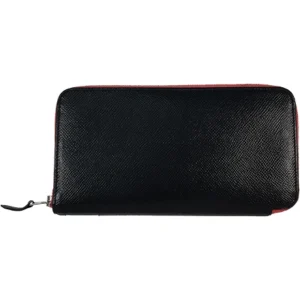 エルメス アザップ シルクイン 財布 レザー×シルク ブラック A刻印