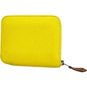 エルメス アザップ シルクイン コンパクト 財布 レザー ライム Y刻印