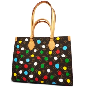 ルイ・ヴィトン モノグラム オンザゴーMM トートバッグ PVC ブラウン×マルチカラー M46379 草間彌生