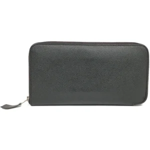 エルメス アザップ ロング 財布 レザー ダークブラウン×レッド