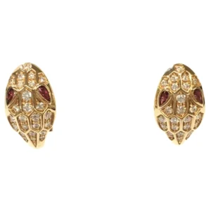 ブルガリ セルペンティ ピアス ダイヤモンド ルベライト